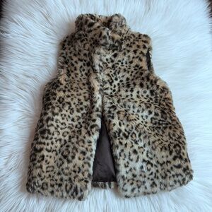 Joe Fresh Leopard Print Fur Vest Size 5T Animal Print Faux Fur